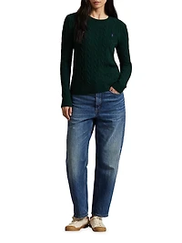 Cable-Knit Wool-Cashmere Crewneck Sweater