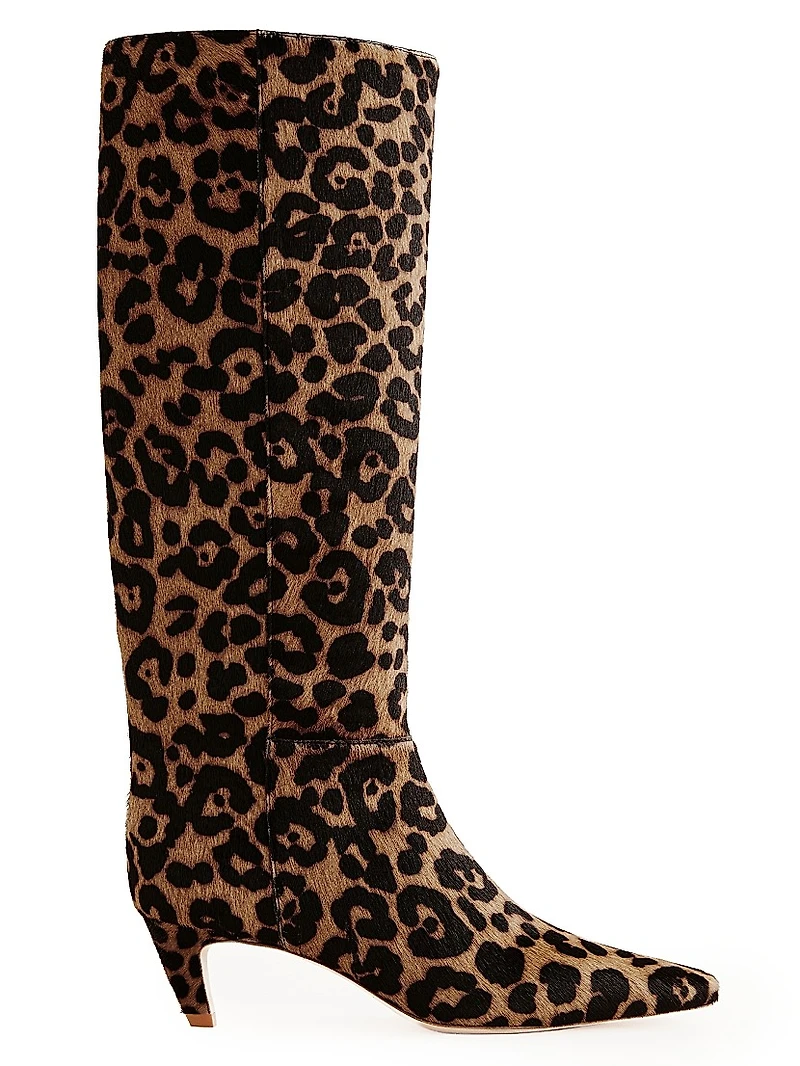 Remy 50MM Leopard-Print Leather Knee-High Boots