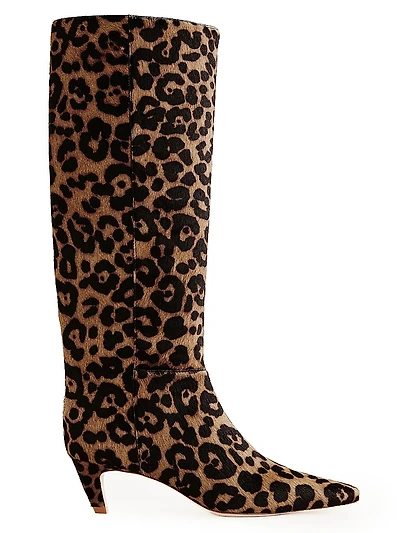 Remy 50MM Leopard-Print Leather Knee-High Boots