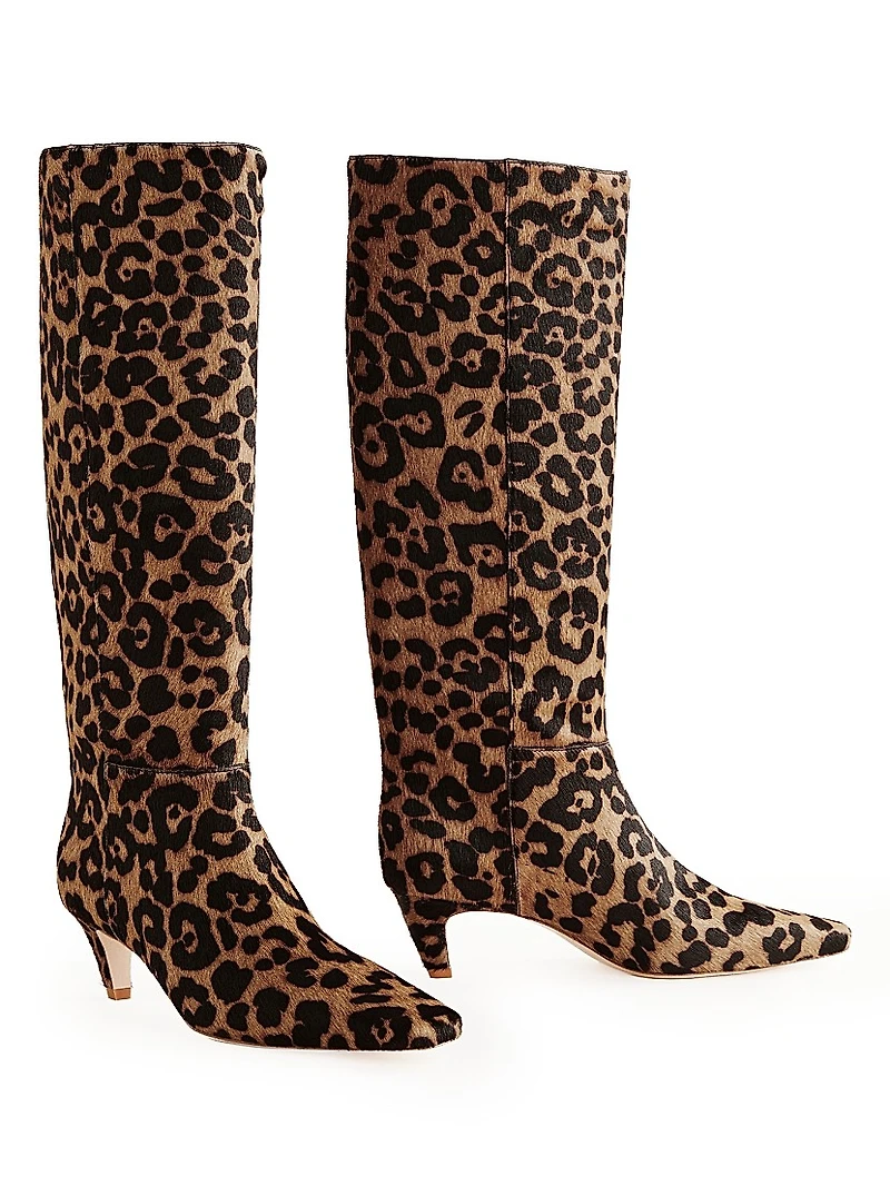 Remy 50MM Leopard-Print Leather Knee-High Boots