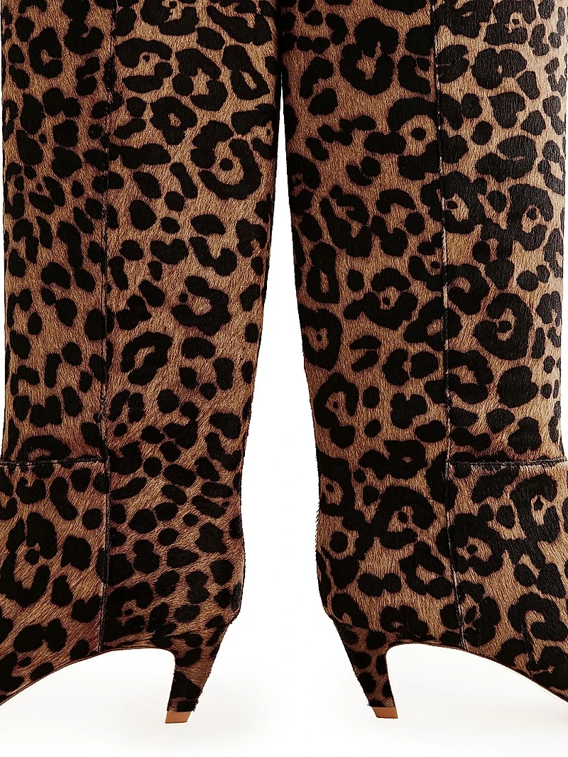 Remy 50MM Leopard-Print Leather Knee-High Boots