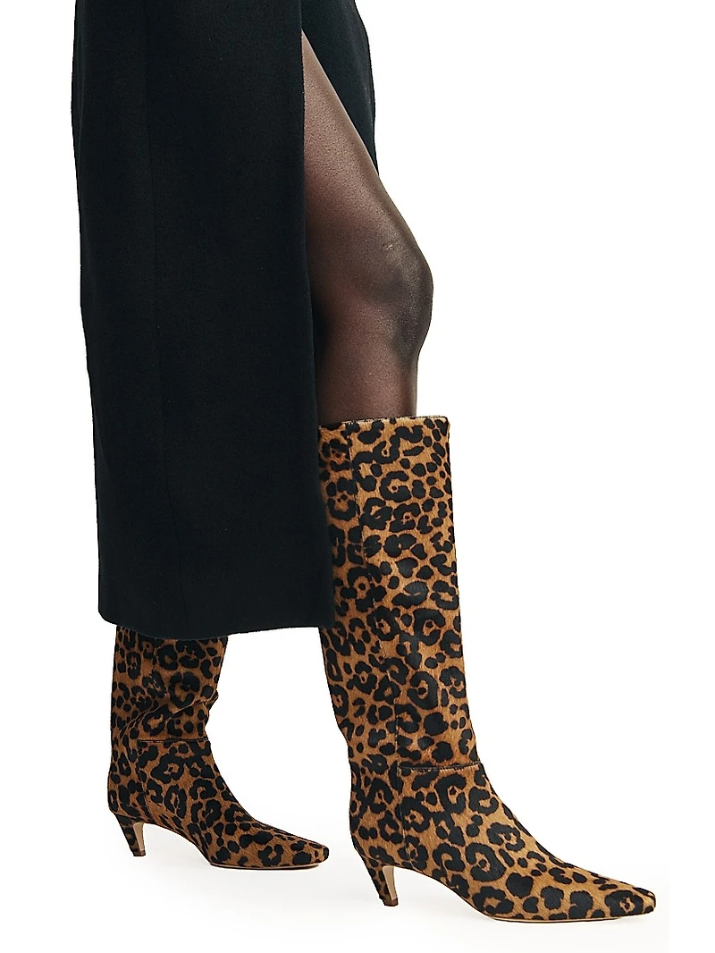 Remy 50MM Leopard-Print Leather Knee-High Boots