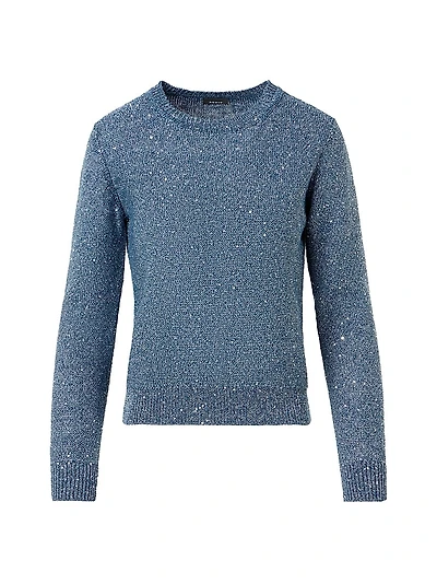 Sequined Linen-Blend Crewneck Sweater