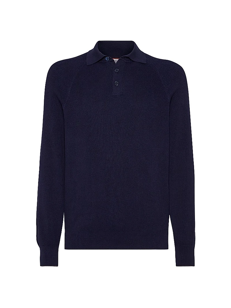 Cotton English Rib Knit Polo Shirt
