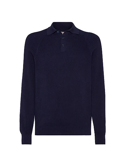 Cotton English Rib Knit Polo Shirt