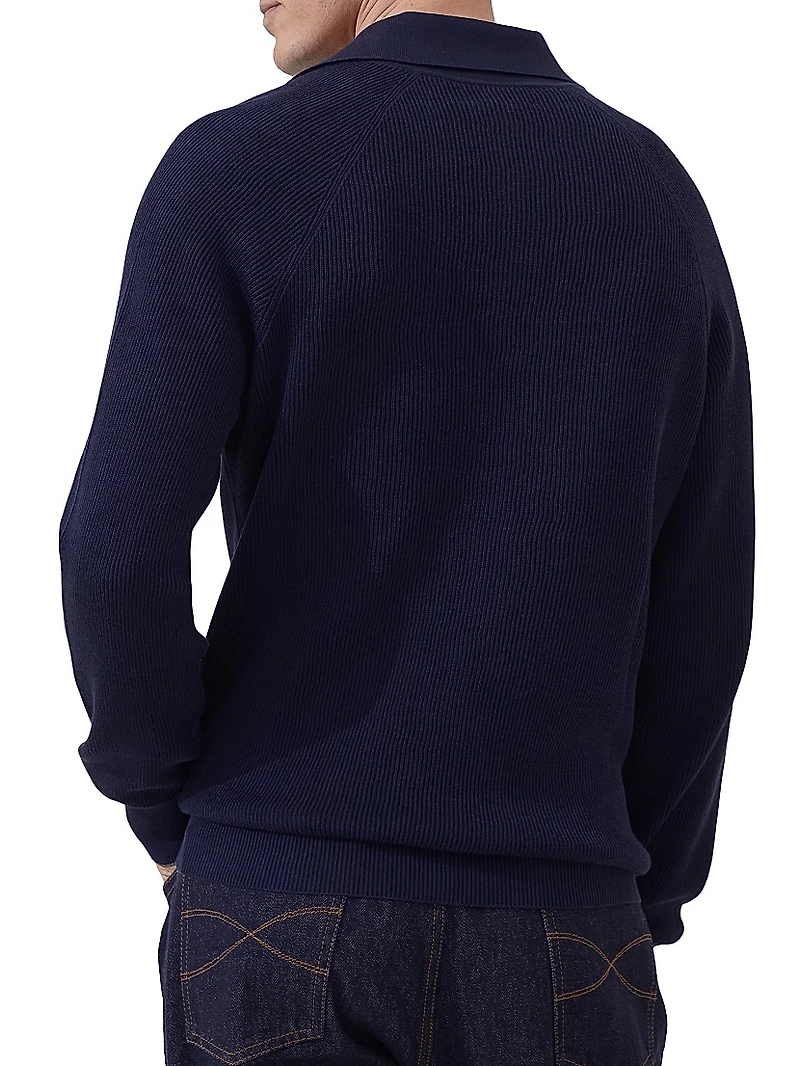 Cotton English Rib Knit Polo Shirt