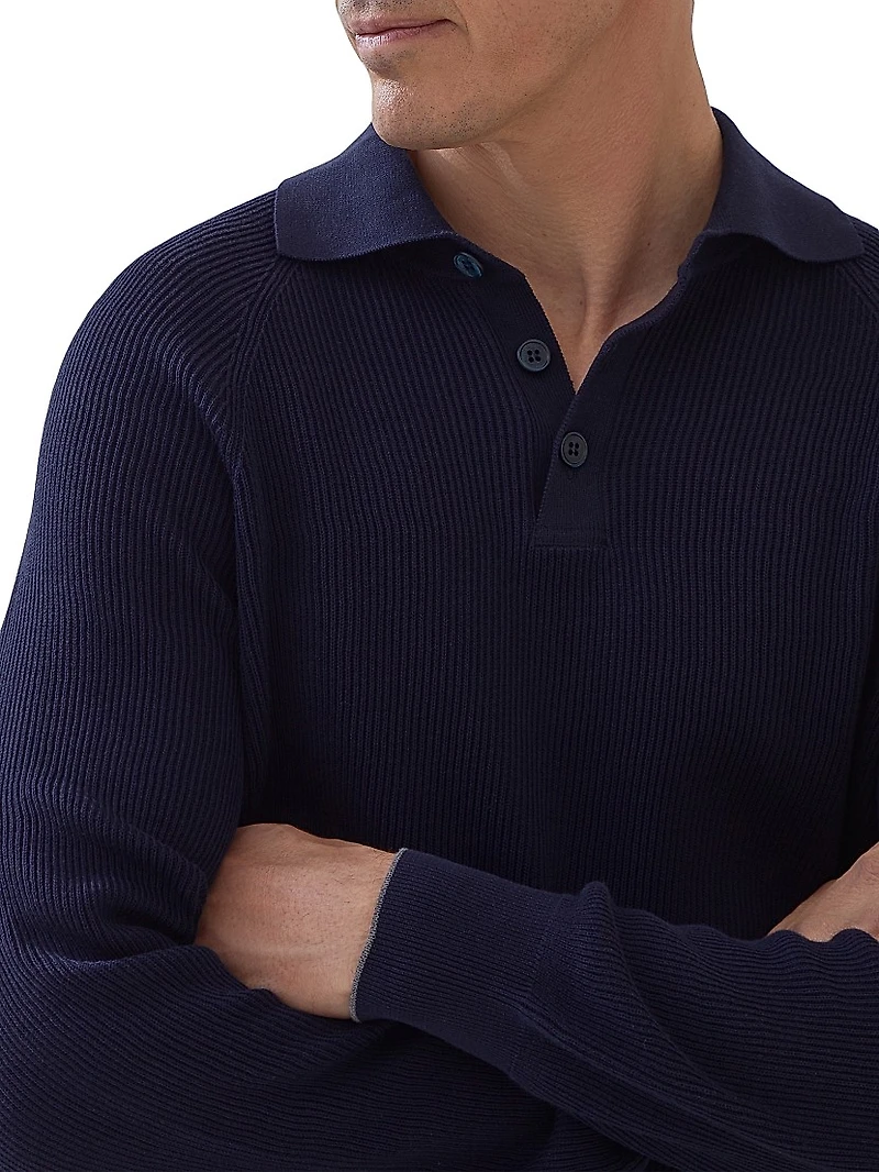 Cotton English Rib Knit Polo Shirt