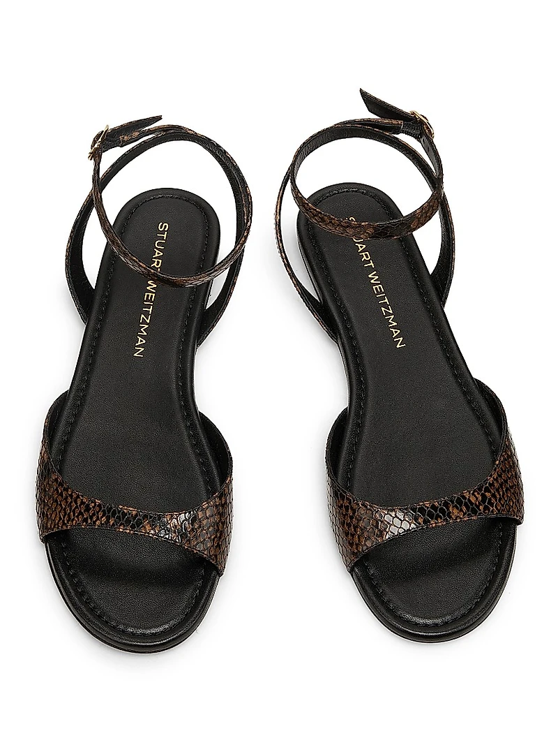 Nudist Snakeskin-Embossed Leather Sandals