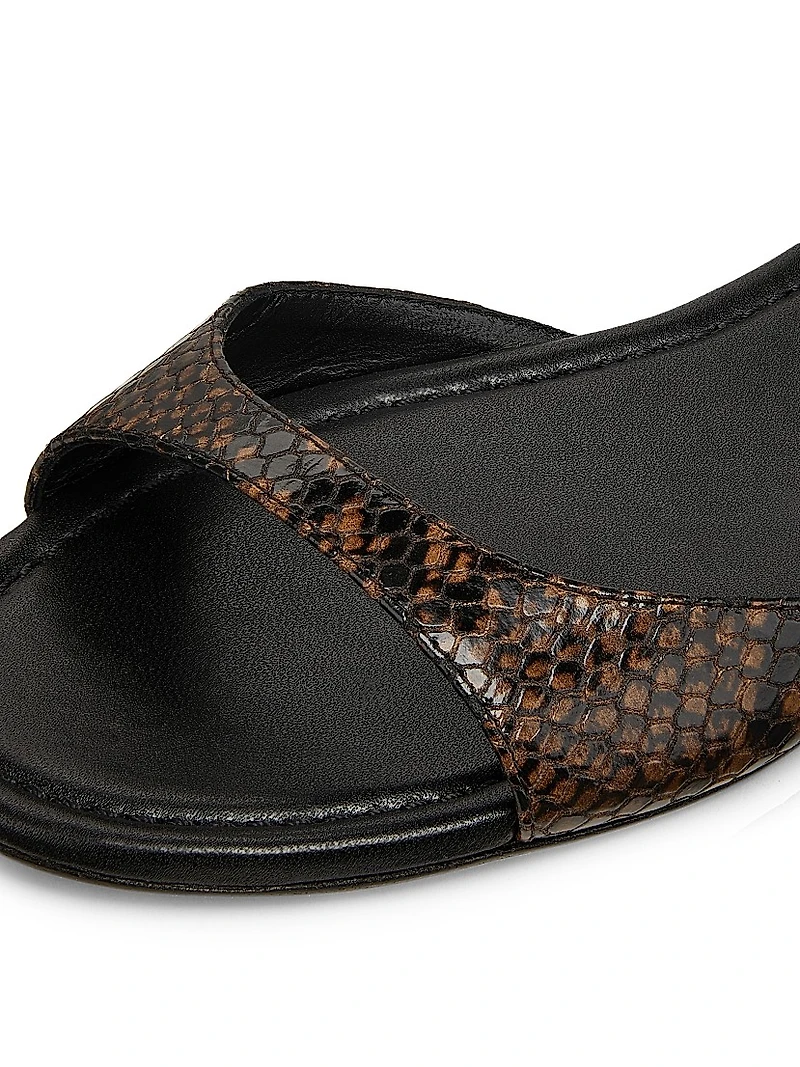 Nudist Snakeskin-Embossed Leather Sandals