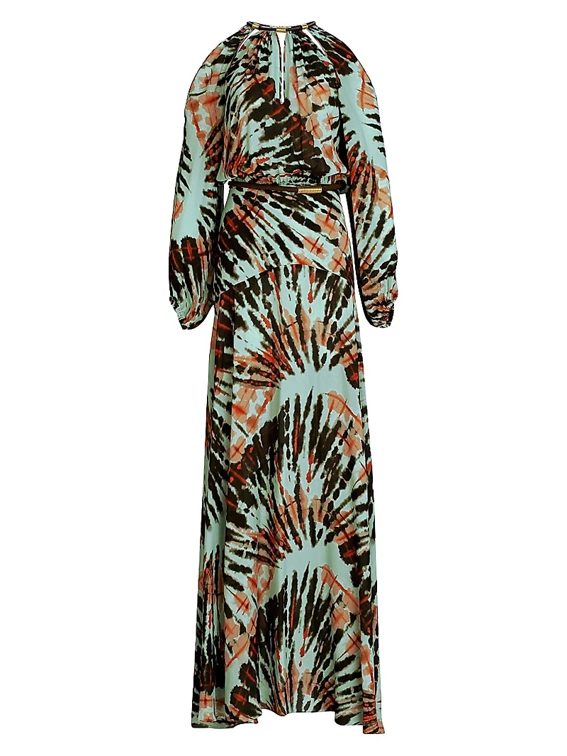 Carla Printed Cold-Shoulder Gown