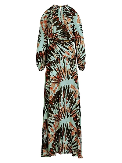 Carla Printed Cold-Shoulder Gown
