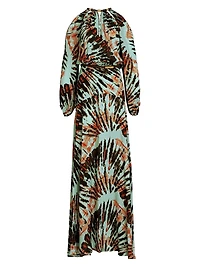 Carla Printed Cold-Shoulder Gown
