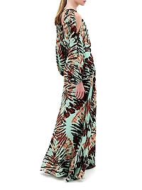 Carla Printed Cold-Shoulder Gown