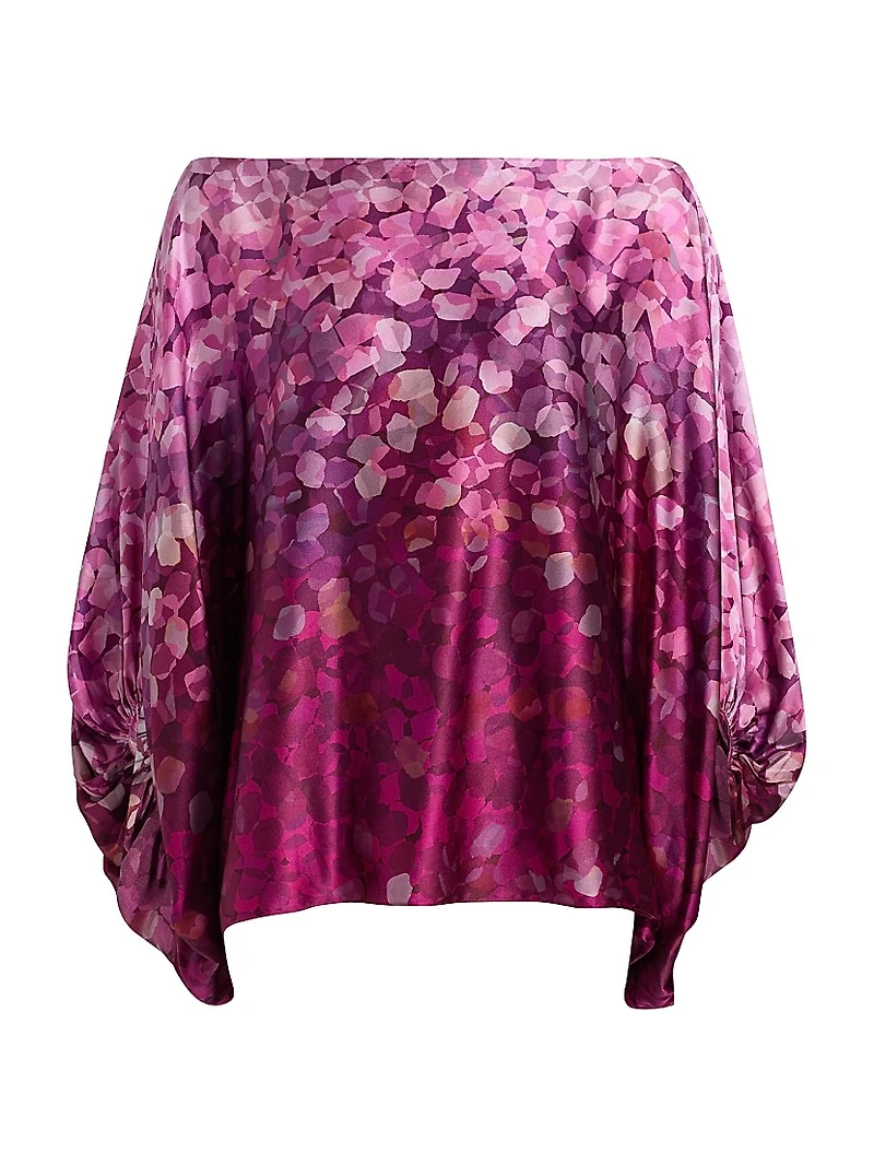Belagio Petal-Printed Satin Blouse