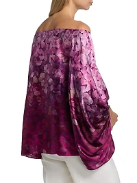 Belagio Petal-Printed Satin Blouse