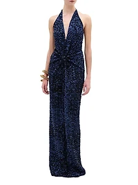 Aiko Sequined Halter Gown