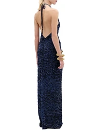 Aiko Sequined Halter Gown