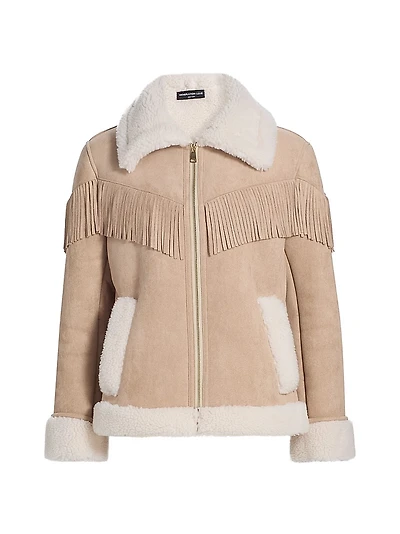 Fringed Faux-Suede Bomber Jacket
