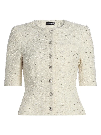 Tashi Short-Sleeve Tweed Jacket