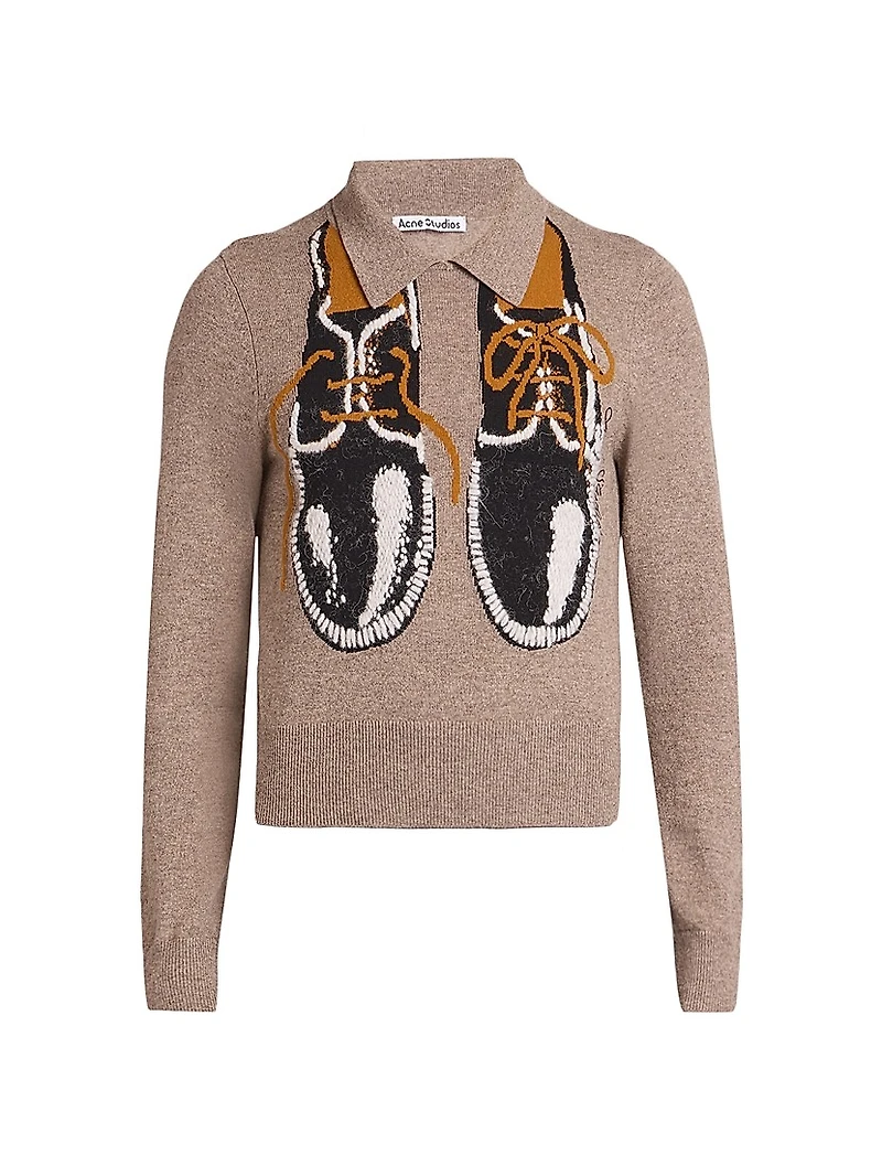Shoe-Print Wool-Blend Sweater