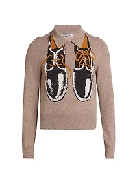 Shoe-Print Wool-Blend Sweater