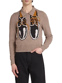 Shoe-Print Wool-Blend Sweater