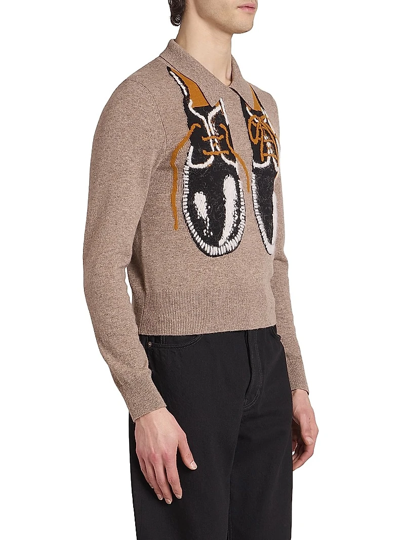 Shoe-Print Wool-Blend Sweater