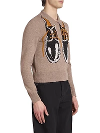 Shoe-Print Wool-Blend Sweater