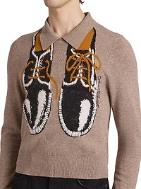 Shoe-Print Wool-Blend Sweater