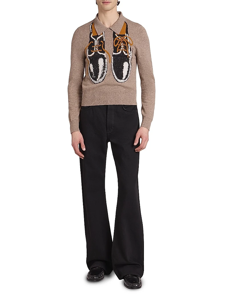 Shoe-Print Wool-Blend Sweater