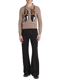 Shoe-Print Wool-Blend Sweater