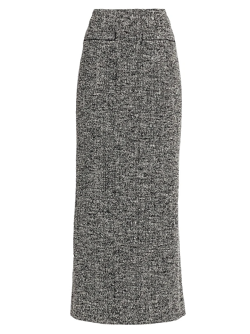 Tweed Boucle-Knit Jersey Maxi Skirt