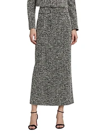 Tweed Boucle-Knit Jersey Maxi Skirt