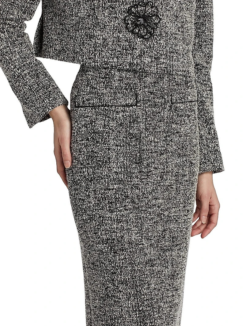 Tweed Boucle-Knit Jersey Maxi Skirt