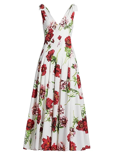 Peony Print Poplin Gown