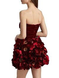 Strapless Floral Embroidered Cocktail Dress
