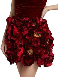 Strapless Floral Embroidered Cocktail Dress
