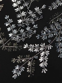 Fern Embroidered Long-Sleeve Stretch-Wool Gown