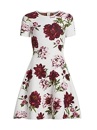 Peony Jacquard Fit & Flare Boucle-Knit Dress