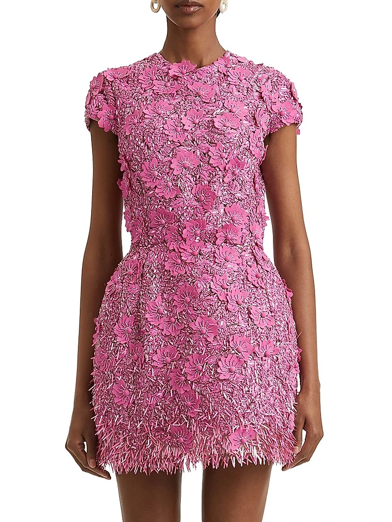 Embellished Floral Tulle Minidress