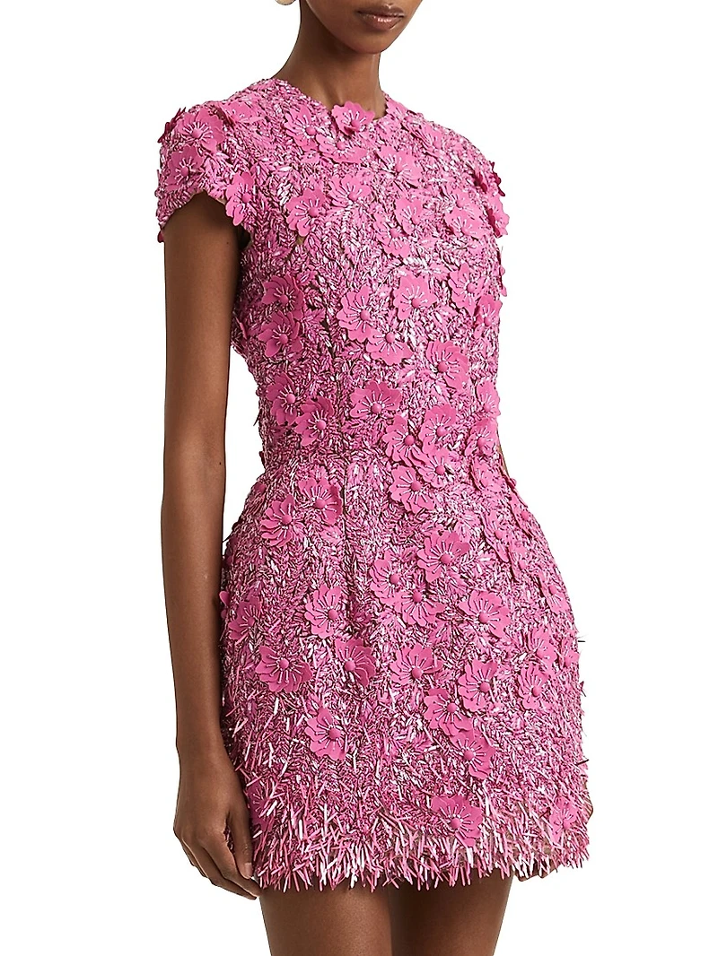 Embellished Floral Tulle Minidress