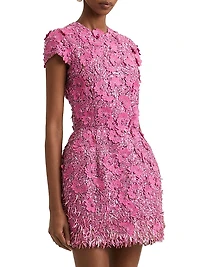Embellished Floral Tulle Minidress