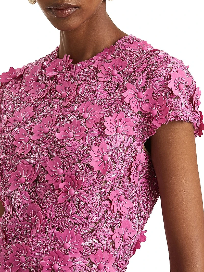 Embellished Floral Tulle Minidress