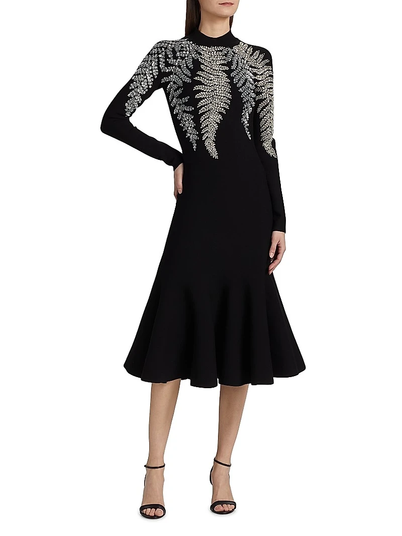 Fern Embellished Trumpet Cocktail Dress