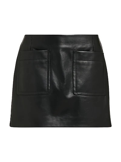 Leather Patch Pocket Miniskirt