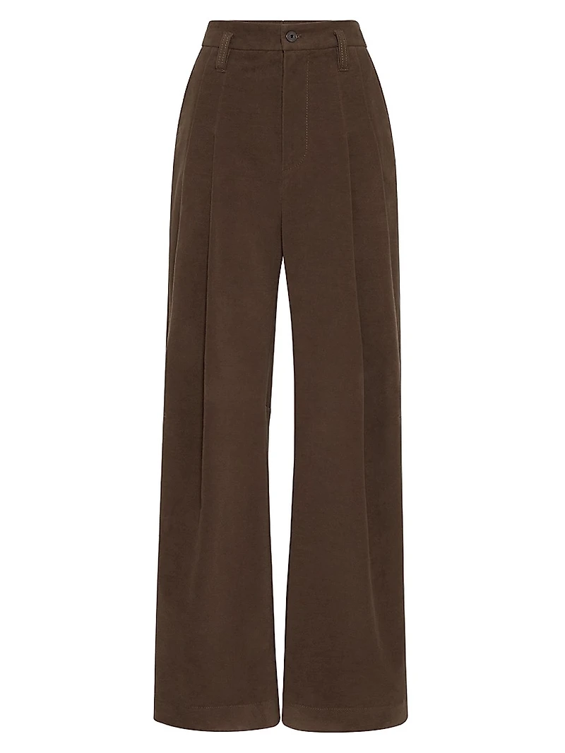 Stretch Cotton Moleskin Five Pocket Barrel Trousers