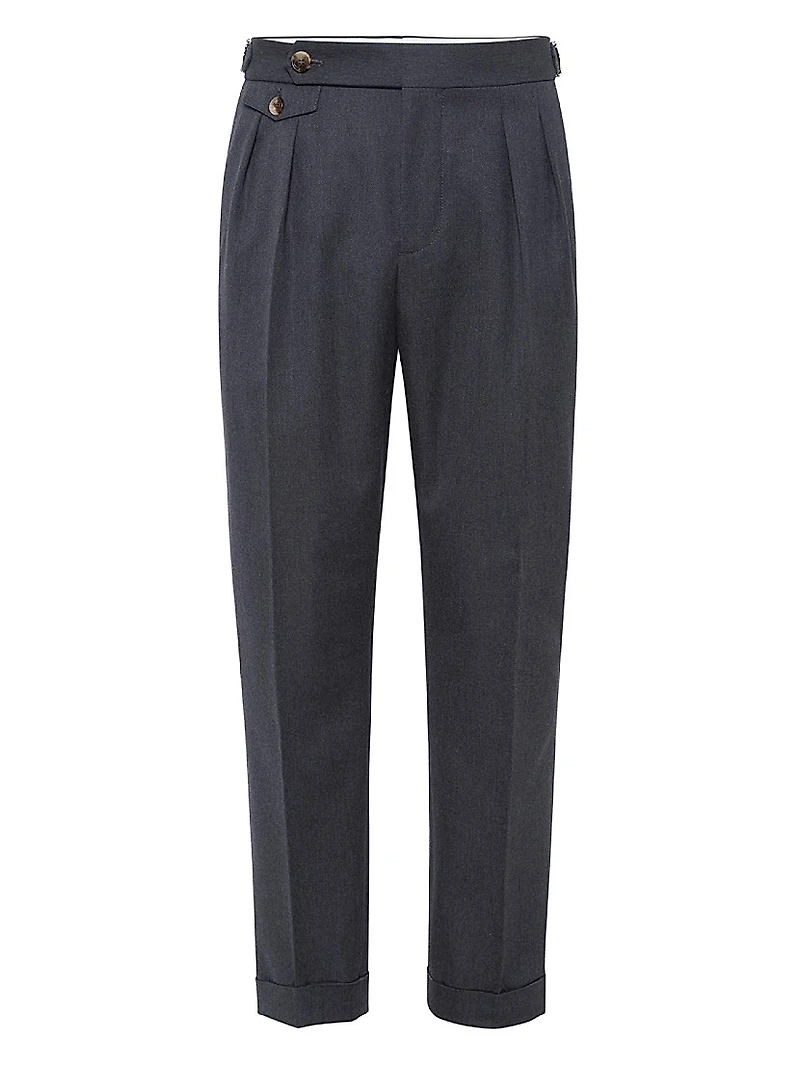 Cotton and Virgin Wool Gabardine Tailor Fit Trousers