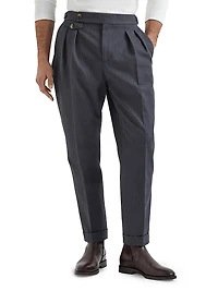 Cotton and Virgin Wool Gabardine Tailor Fit Trousers