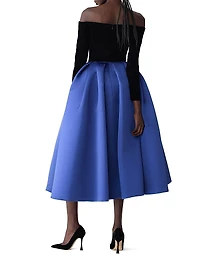 Colorblocked Off-The-Shoulder Cocktail Dress