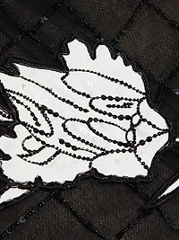 Embroidered Lillies Sequin Mesh Strapless Cocktail Dress